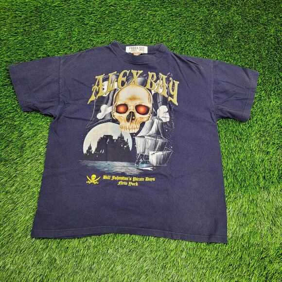 Vintage Alex-Bay Shirt L 22x24 Bill-Johnstons Pirate-Days NY - Picture 1 of 12